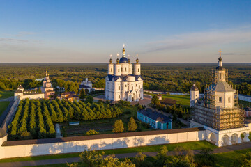 Fototapeta na wymiar Sunset view of Svensky Uspensky Monastery. Suponevo, Bryansk Oblast, Russia.