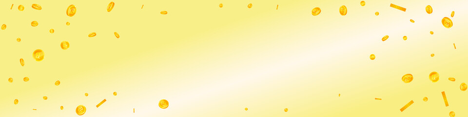 Thai baht coins falling. Dazzling scattered THB coins. Thailand money. Popular jackpot, wealth or success concept. Vector illustration.