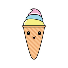 Vector Cartoon Cute Ice Cream Icon Isolated On White Background