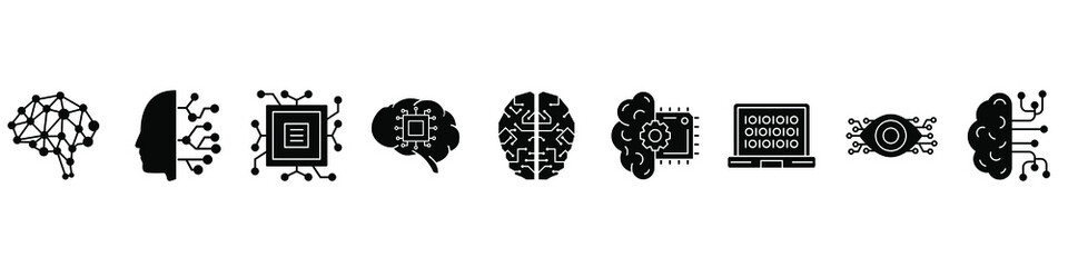 Artificial intelligence icon vector set. AI illustration sign collection. Technology symbol.