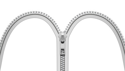 Open zipper with fastener. Realistic 3d vector isolated illustration. © vinap