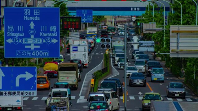 A timelapse of downtown street at Kanpachi avenue in Tokyo long shot