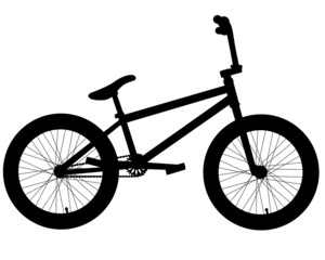 Black silhouette bmx bike in isolate on white background. Sports illustration. Vector illustration.