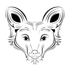 Vector fox head on a black background.