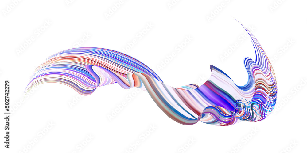 Poster colorful flow brushstroke. ribbon isolated line.. realistic volume wave. liquid paint ink shape isol