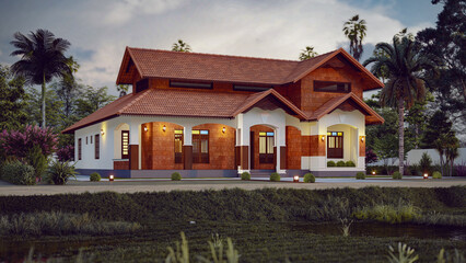 Naklejka premium 3d illustration of a newly built luxury home