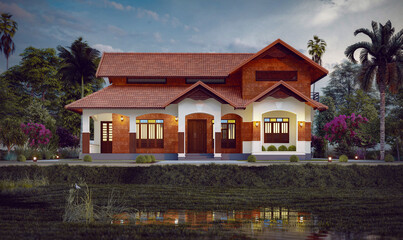 3d illustration of a newly built luxury home