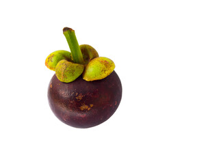 Obraz premium Single mangosteen isolated on white background.