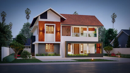 3d illustration of a newly built luxury home