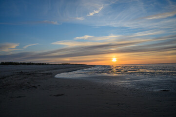 Obraz premium Sonnenuntergang am Wattenmeer