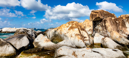 The Baths auf der Insel Virgin Gorda eine der Britischen Jungferninseln in der Karibik, Panorama.