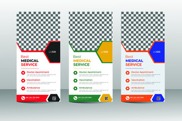 Modern and creative colorful minimal medical dl flyer or rack card design vector layout template