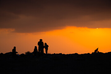 Fototapeta na wymiar Sunset nature and the silhouette