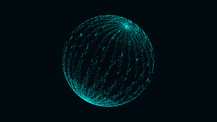 Sci-fi sphere with particles and lines. Concept network connection. Frame sphere. Abstract technology background. 3d rendering.