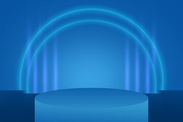 blue podium with blue lines circles background