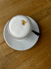 cappuccino with heart top view