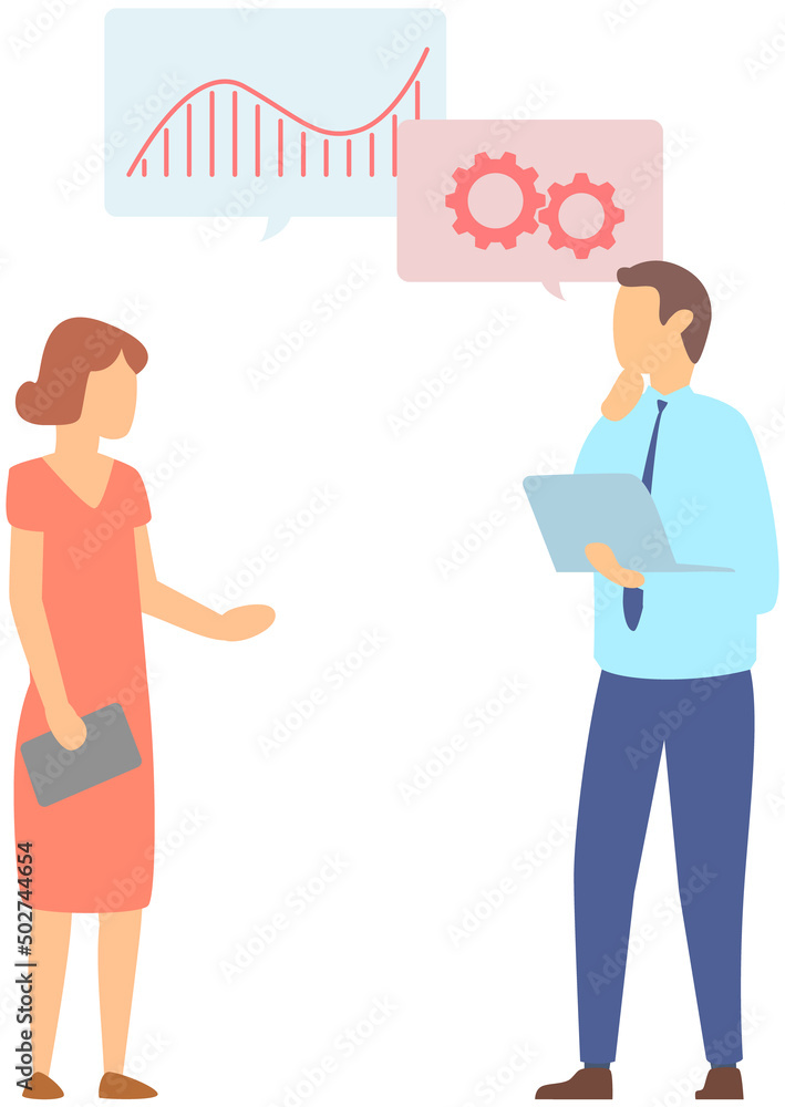 Poster manager makes presentation of statistical report analysis charts. planning business. teamwork consul