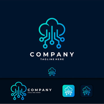 cloud logo with technology concept