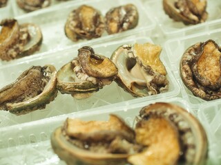 日本の朝市で出会った新鮮な魚介類