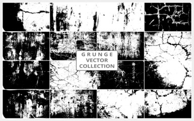 Distressed texture overlay vector collection. Rough Grunge texture background