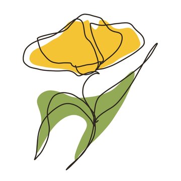 yellow flower line art on white clip art preview