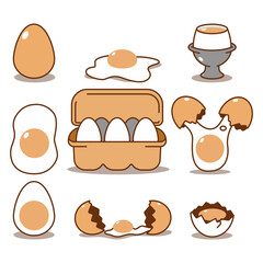 Eggs vector cartoon set isolated on a white background.