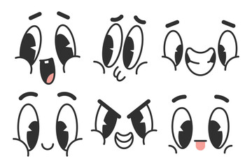 Cute cartoon comic emotion vector characters set isolated on a white background.
