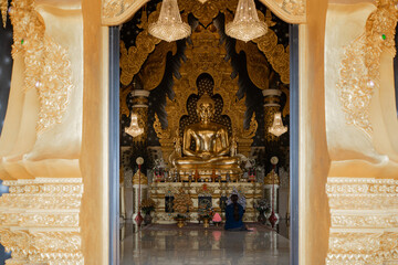 Wat Phra That Doi Phra Chan ,Lampang, Thailand , 6 march 2022, Lanna style of Buddha image hall or Wihan Somdet Ong Pathom .