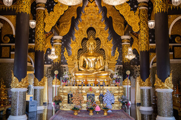 Fototapeta premium Wat Phra That Doi Phra Chan ,Lampang, Thailand , 6 march 2022, Lanna style of Buddha image hall or Wihan Somdet Ong Pathom .