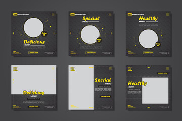 Food menu template social media post collection