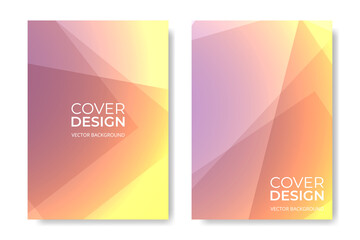 Vector cover design. Purple and yellow soft color brochure template in A4 size flyer design. Vertical orientation business abstract modern front page of A4 format. Cover mockups design templates.