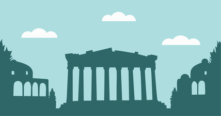 Obraz premium Athens Greece background. Silhouette of the city. 