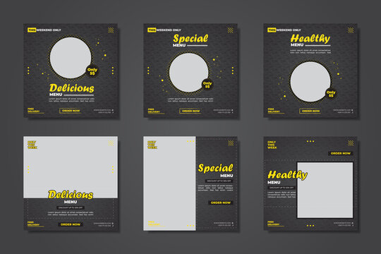 Food menu template social media post collection