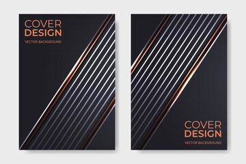 Vector cover design. Gray business brochure in A4 size flyer design. Vertical orientation abstract modern front page of A4 format. Cover mockups design templates light lines. Vector illustration