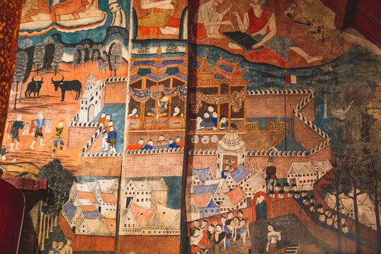 Wat Phumin temple and its wall painting in Nan city, Thailand