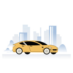 car in city town taxi road vector
