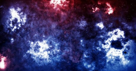 Traveling through star fields in space.