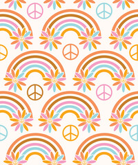 Fototapeta na wymiar Peace sign and rainbow ,make lobe not war sign seamless pattern International Day of peace, vector EPS10,Design for fashion , fabric, textile, wallpaper, cover, web