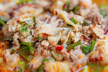 Thai Spicy minced meat salad 
