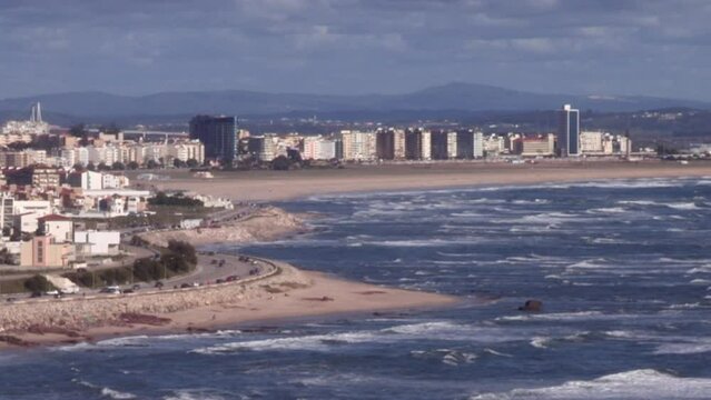 Image of the city of Figueira da Foz and Buarcos with its beautiful beach, seen from the viewpoint of Cabo Mondego.