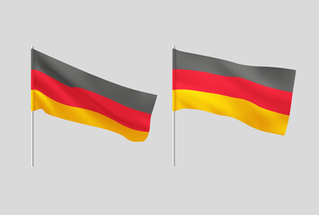 Germany flags. Set of national realistic Germanian flags.