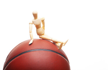 image of basketball wooden figure white background