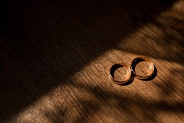 rings on a wooden background
