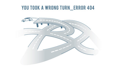 Design 404 error. Vector concept illustration for page 404. Page is lost and not found message. Template for a web page with 404 error.