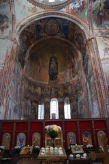 Fototapeta na wymiar mosaics in the old cathedral, mosaics on the walls, church interior, cathedral interior