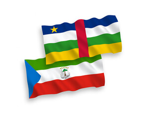 Flags of Central African Republic and Republic of Equatorial Guinea on a white background