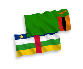 Flags of Central African Republic and Republic of Zambia on a white background