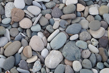Grey stones, pebbles background, flat stones