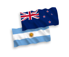 Flags of New Zealand and Argentina on a white background
