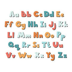 Cute colorful hand drawing English alphabet for kids. Creativechildren font for learning letters and decoration.